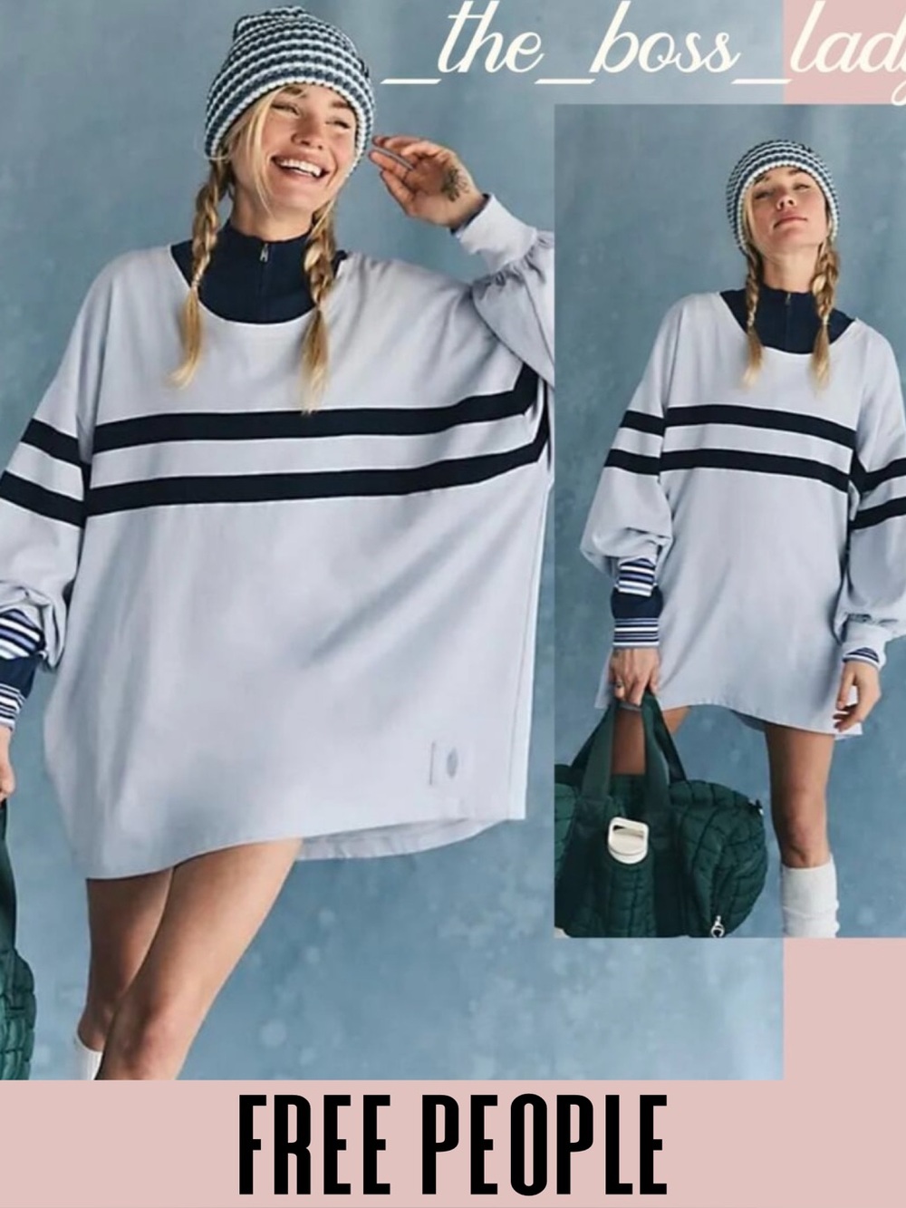 Free People sweatshirt pullover activewear layer casual cozy oversized Large